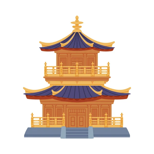 Пагода як Китайська вежа з дерев'яним покриттям та традиційним будівельним вектором. — стоковий вектор
