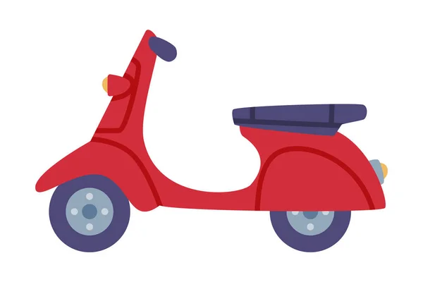 Röd kinesisk Motor Scooter eller motorcykel med Step-through ram vektor Illustration — Stock vektor