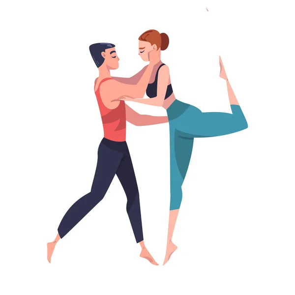 Man and Woman Dancer Moving in Tandem Performing at Choreography Class Vector Illustration — Stock Vector