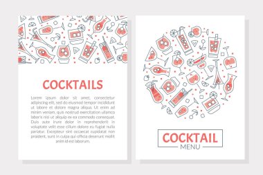 Pembe Çubuk Vektör Şablonunda Kokteylli Doğrusal Gözlükler