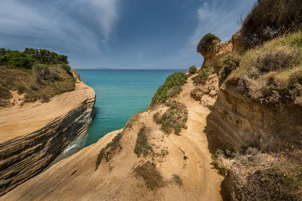 Canal Amour Plage Avec Belle Côte Rocheuse Corfou Grèce — Photo