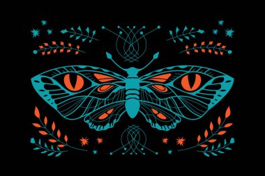 İzoterik Baykuş Kelebeği Tropik Böcek Dekorasyon ve Arkaplan İçin Uygun