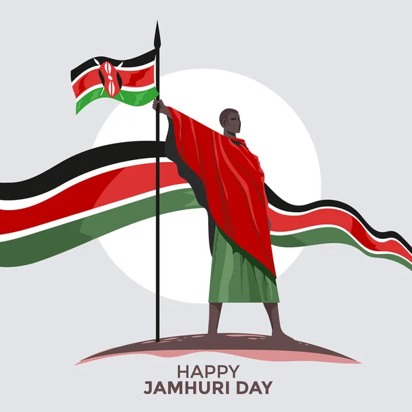 Kenya Indépendance Heureux Concept Jour Jamhuri Illustration Vectorielle — Image vectorielle