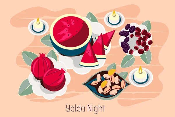 Ilustração Conceito Vetor Festa Noite Feliz Yalda Irã —  Vetores de Stock