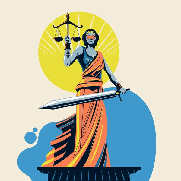 Lady Justice Femida Tai Themis Premium Vektori kuvituskuva