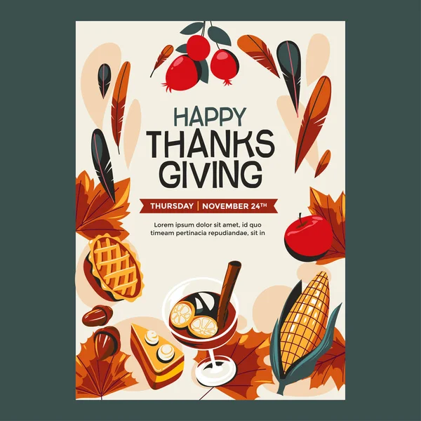 Happy Thanksgiving Flyer Concept Affiche — Image vectorielle
