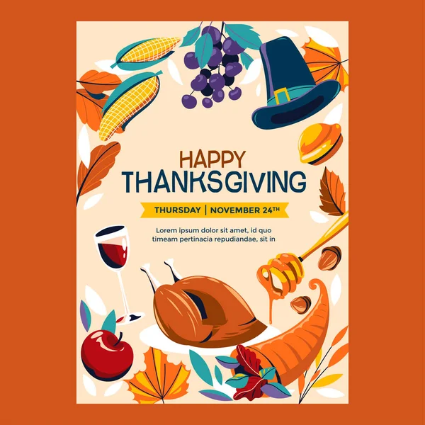 Happy Thanksgiving Flyer Poster Concept Royalty Free Stock Illustrations