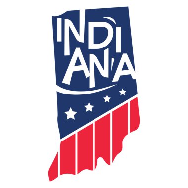 Amerika Birleşik Devletleri ABD Haritası Kesme Kağıdı ve Graffiti Tarzı ile Indiana Eyaleti