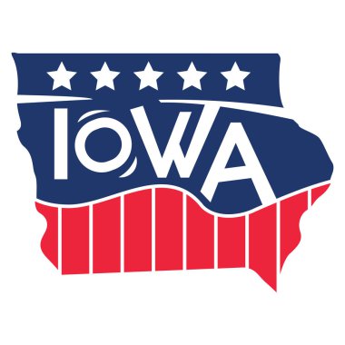 Amerika Birleşik Devletleri ABD Iowa Eyaletini Kesme Kağıdı ve Graffiti Tarzı ile Haritaladı