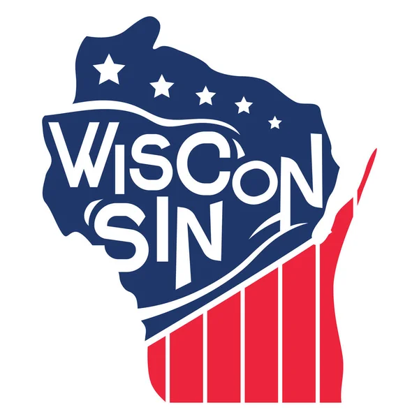 Stati Uniti America Mappa Stati Uniti America Wisconsin State Cutting — Vettoriale Stock