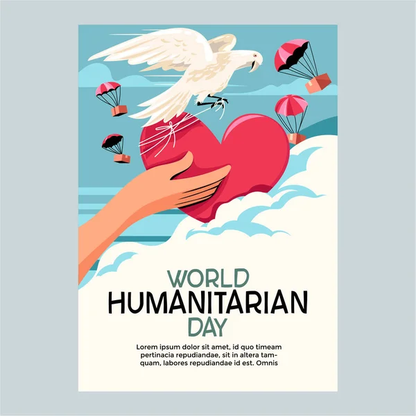 World Humanitarian Day Concept Hand Holding Heart Donation Help Background Stock Illustration