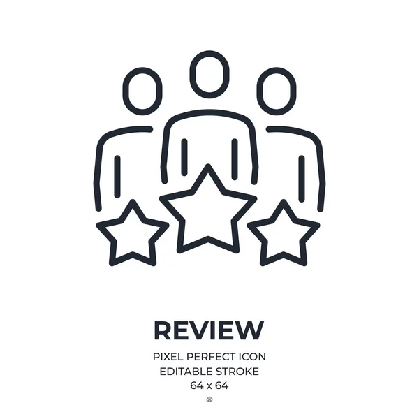 Customer Review Feedback Concept Editable Stroke Outline Icon Isolated White — Stock Vector