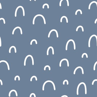 Geometrik yuvarlak elementlere sahip soyut, dikişsiz modern kağıt İskandinav tarzı vektör çizimi.