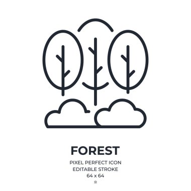 Orman ya da park düzenlenebilir çizgi simgesi beyaz arka plan düz vektör illüstrasyonunda izole edildi. Piksel mükemmel. 64 x 64.
