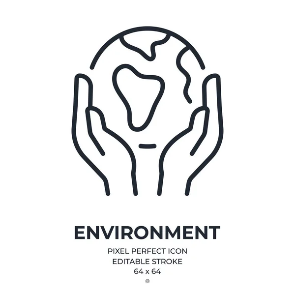 Concepto Protección Tierra Medio Ambiente Icono Contorno Carrera Editable Aislado — Vector de stock