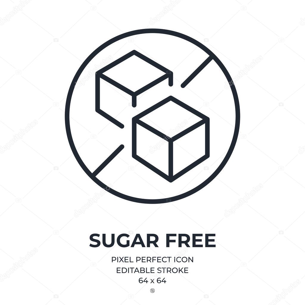 Sugar free editable stroke outline icon isolated on white background flat vector illustration. Pixel perfect. 64 x 64.