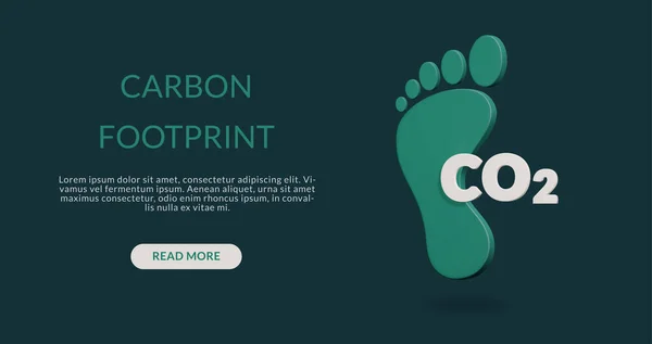 3D绿色碳足迹环境概念矢量说明 与可持续性 二氧化碳排放和环境影响有关 — 图库矢量图片