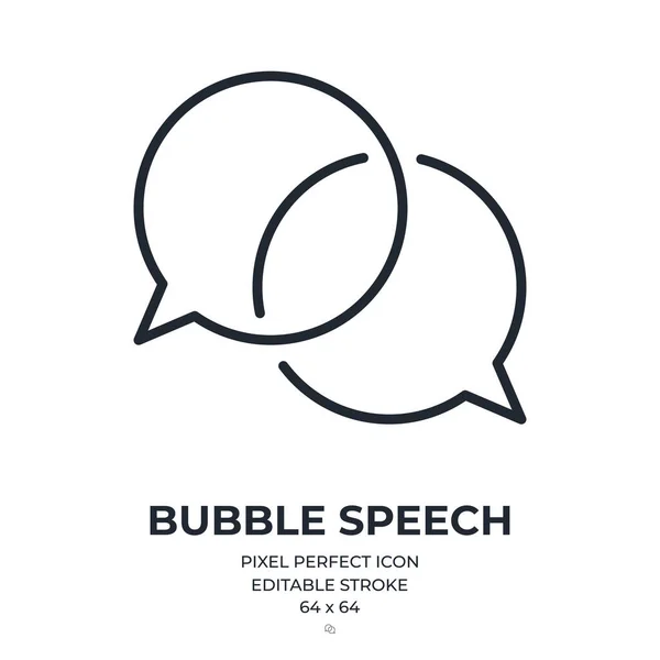 Bubble Speech Editable Stroke Outline Icon Isolated White Background Flat — Vetor de Stock