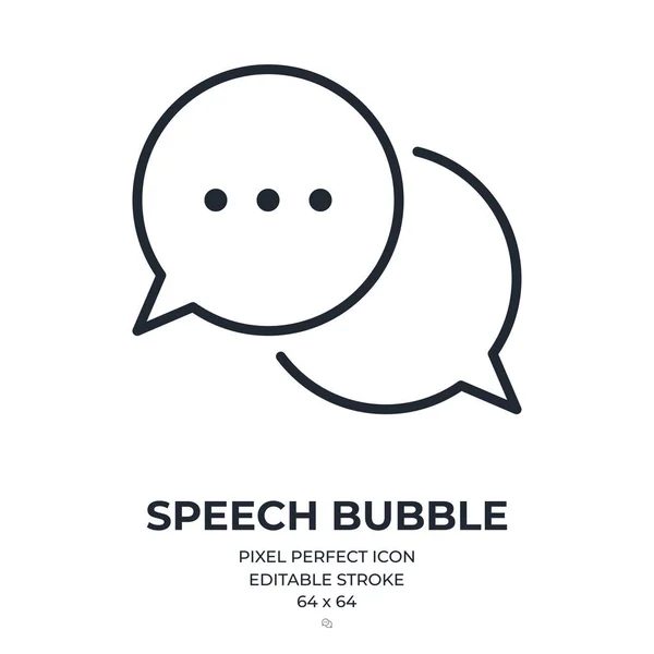 Bubble Speech Editable Stroke Outline Icon Isolated White Background Flat — Vetor de Stock