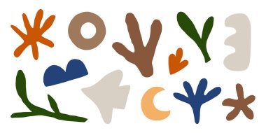 Soyut organik matisse sanat vektör çizimi beyaz arka planda izole edildi. Çağdaş organik şekiller ve tasarım elementleri.