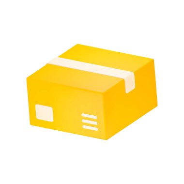 3D render cardboard box isolated on white background vector illustration.