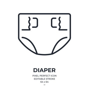 Diaper editable stroke outline icon isolated on white background flat vector illustration. Pixel perfect. 64 x 64.