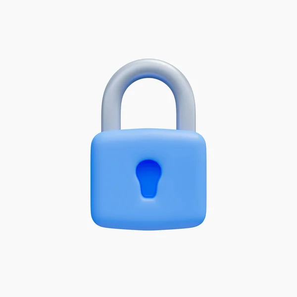 Render Blue Closed Lock Minimal Style Icon Safety Security Protection — Stock Photo, Image