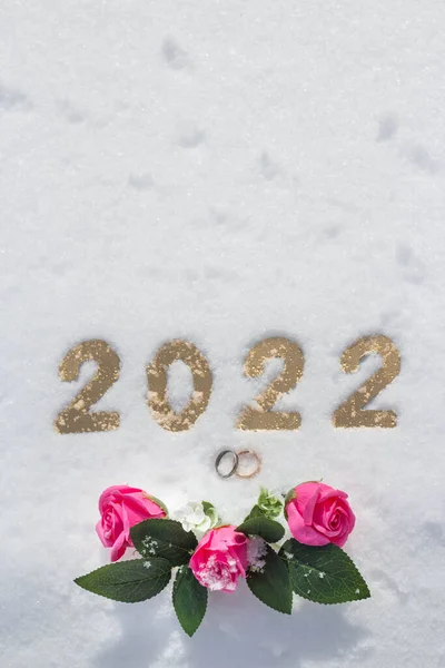 Inscripción 2022 Nieve Textura Natural Para Diseño Año Nuevo —  Fotos de Stock