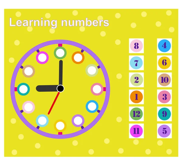 Can Count Learning Numbers Math Game Kids Worksheet — Stock Vector