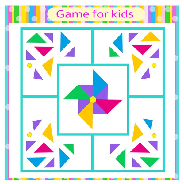 Education Logic Game Kids Connect Details Geometric Shapes Preschool Worksheet — Stock Vector