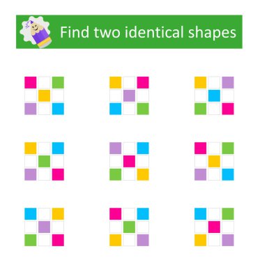 Çocuklar için mantıklı bir oyun. Aynısından iki tane bul. Görsel zeka.
