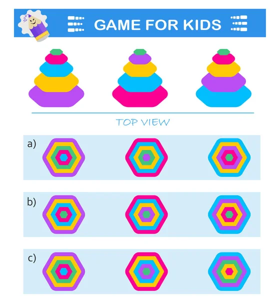 Logická Logická Puzzle Hra Potřebujete Najít Správný Pohled Pyramidy Tréninkový — Stockový vektor