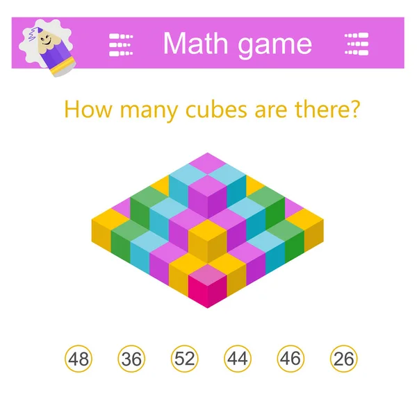 Jogo Lógica Matemática Para Crianças Tarefas Atenção Para Crianças Folha —  Vetores de Stock