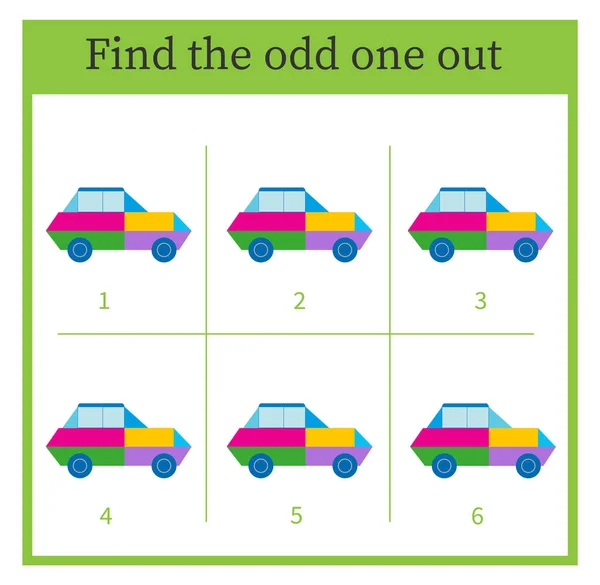 Descobre Estranho Quebra Cabeça Lógica Visual Para Crianças Ilustração Vetorial — Vetor de Stock