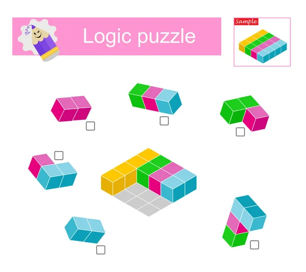 Permainan Teka Teki Logika Yang Dari Gambar Geometris Perlu Digunakan - Stok Vektor