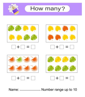 Çocuklar için matematik oyunu. Okul öncesi çalışma programı aktivitesi. Yazdırılabilir çalışma tablosu