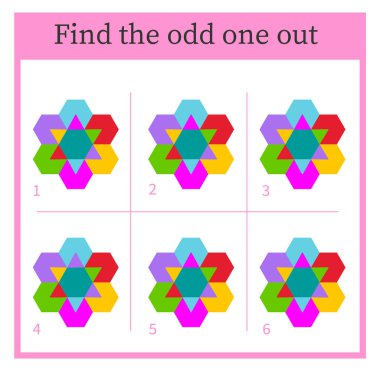 Garip olanı bul. Çocuklar için görsel mantık bulmacası. Vektör illüstrasyonu