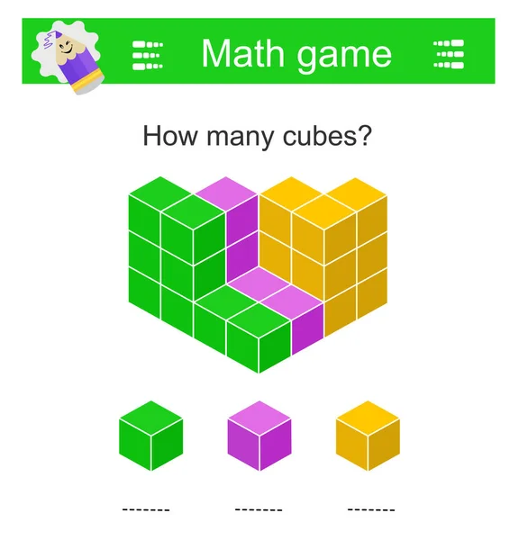 Jeu Mathématiques Pour Enfants Âge Préscolaire Comptez Combien Cubes Rouges — Image vectorielle