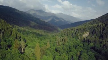 Dağ tepelerinin kuş bakışı görüntüsü. Güzel manzaralar