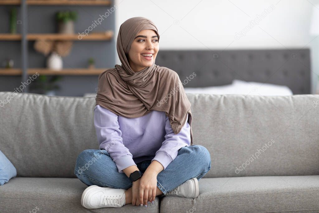 Muslim woman having rest at home on the weekend