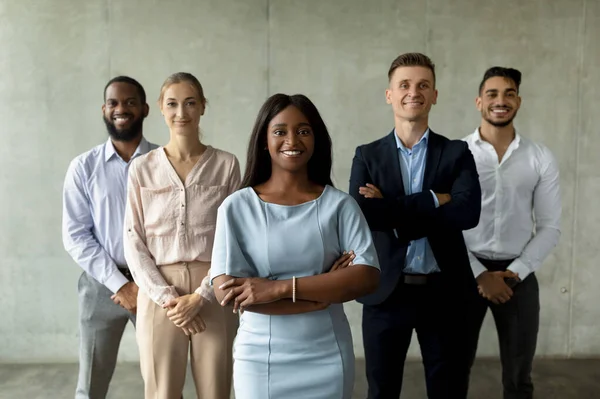 Group Of Multiethnic Business People With African American Female Leader Posing Together — Fotografia de Stock