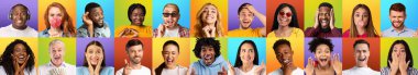 Banner for happiness, human emotions concept, collage