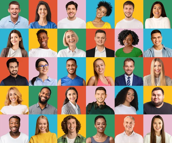 Farklı milletlerden ve nesillerden olumlu kadın ve erkekler,