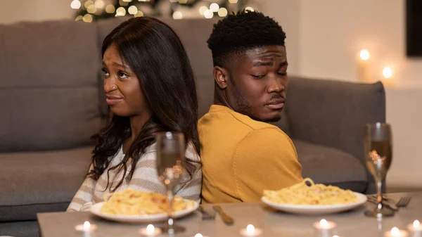 Displeased African Couple After Quarrel Having Bad Valentines Date Indoor