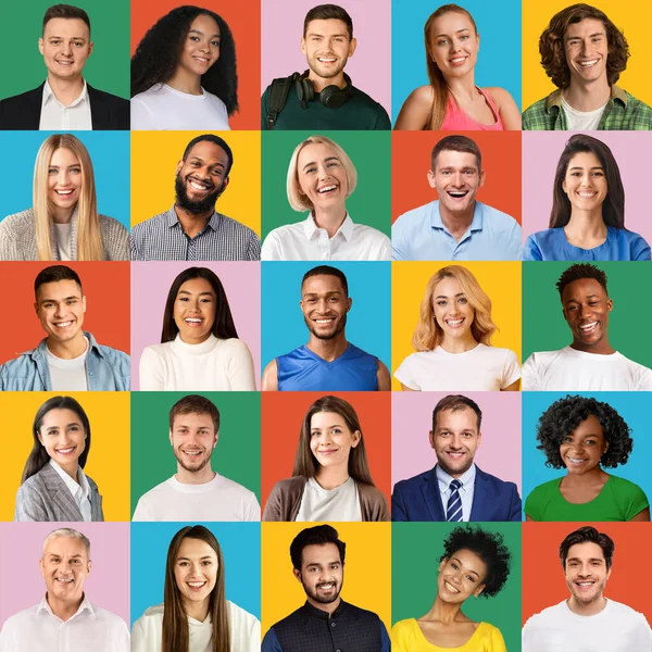 Collection of mutiracial group of different people portraits — Stock Photo, Image