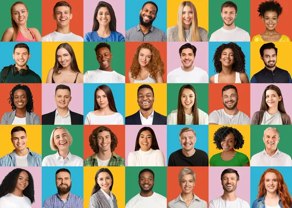 Retratos de hombres y mujeres de negocios positivos, set — Foto de Stock