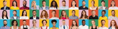 Social Diversity Concept. Positive Multiethnic People Of Different Professions And Age, Collage