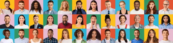 Collage of diverse people expressing different emotions — Stock Photo, Image