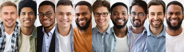 Set van knappe multiraciale jonge mannen portretten — Stockfoto