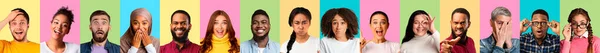 Different multiracial people showing various emotions, set of photos — Stock Photo, Image